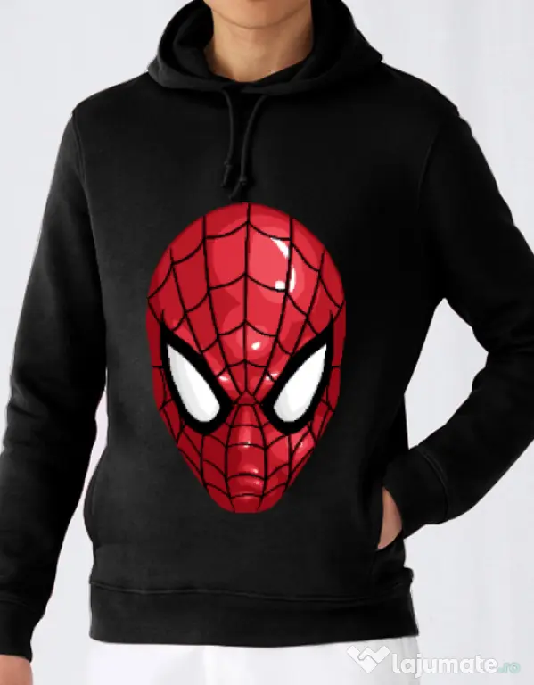 Hoodie barbat cu gluga Spiderman mask Negru