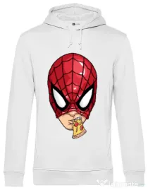Hoodie barbat cu gluga Spiderman pizza Alb