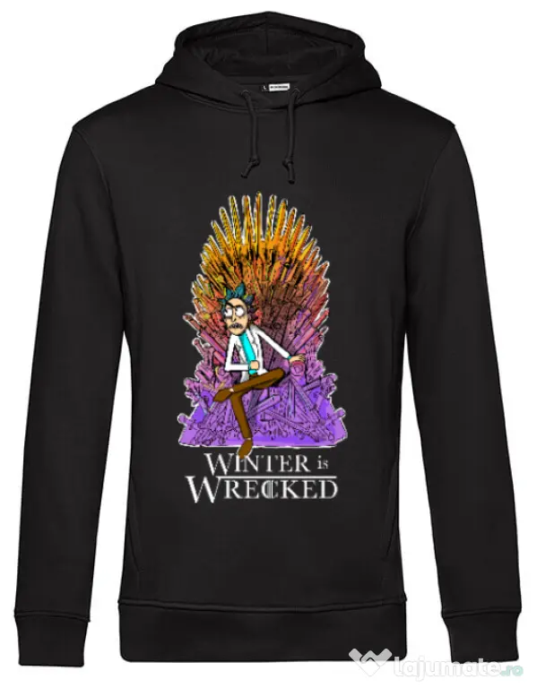 Hoodie barbat cu gluga Winter is wrecked Negru