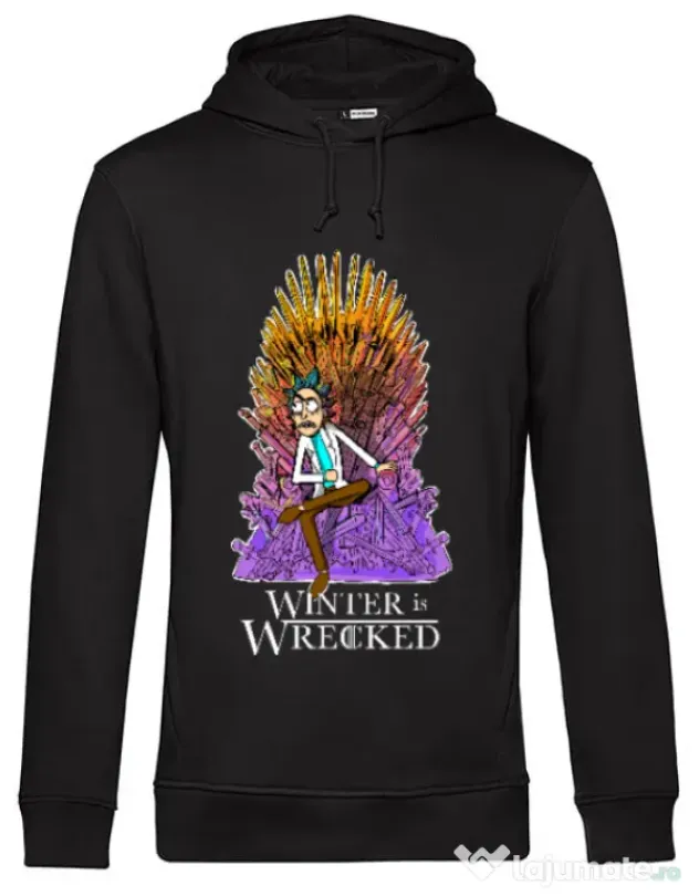 Hoodie barbat cu gluga Winter is wrecked Negru