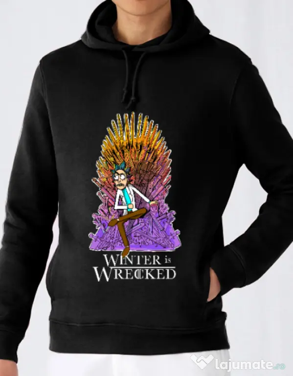 Hoodie barbat cu gluga Winter is wrecked Negru