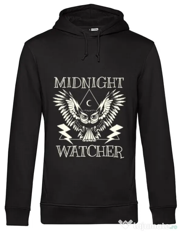 Hoodie barbat cu gluga Midnight Watcher Negru