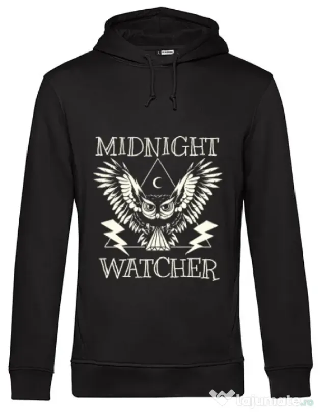 Hoodie barbat cu gluga Midnight Watcher Negru