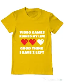 Tricou ADLER barbat Video games ruined my life Galben