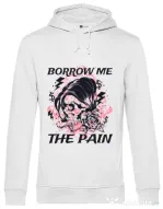 Hoodie barbat cu gluga Borrow me the pain Alb