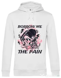 Hoodie barbat cu gluga Borrow me the pain Alb