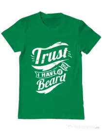 Tricou ADLER barbat Trust me, I have a beard Verde mediu
