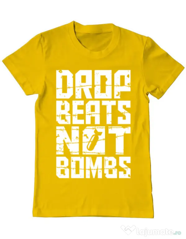 Tricou ADLER barbat Drop beats, not bombs Galben