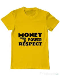 Tricou ADLER barbat Money, power,respect Galben