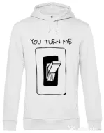 Hoodie barbat cu gluga You turn me on Alb