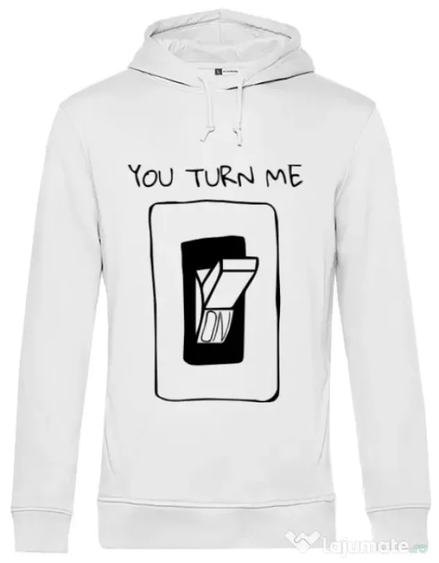 Hoodie barbat cu gluga You turn me on Alb