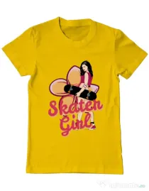 Tricou ADLER barbat Skater Girl Galben