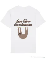 Tricou STANLEY STELLA barbat Live slow, die whenever Alb