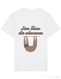 Tricou STANLEY STELLA barbat Live slow, die whenever Alb