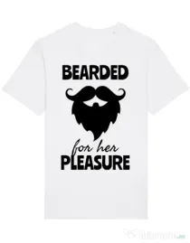 Tricou STANLEY STELLA barbat Bearded for her pleasure Alb