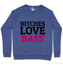 Bluza ADLER barbat Bitches love bass Albastru melanj