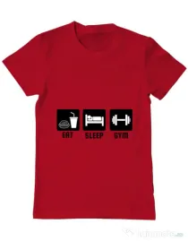 Tricou ADLER barbat Eat sleep gym Rosu