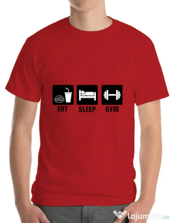 Tricou ADLER barbat Eat sleep gym Rosu