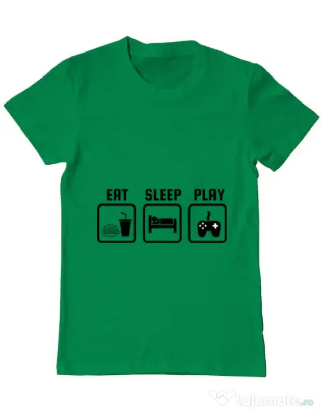 Tricou ADLER barbat Eat sleep play Verde mediu