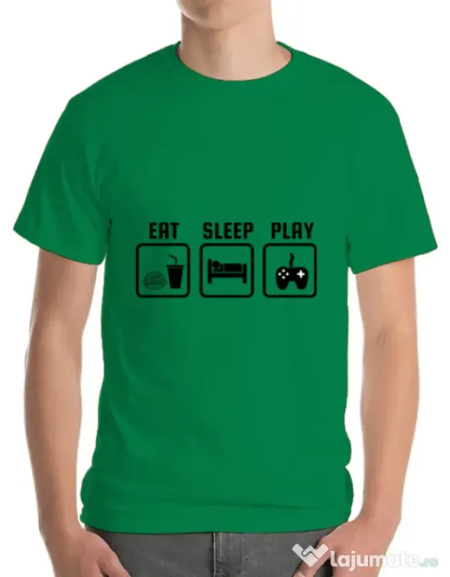 Tricou ADLER barbat Eat sleep play Verde mediu