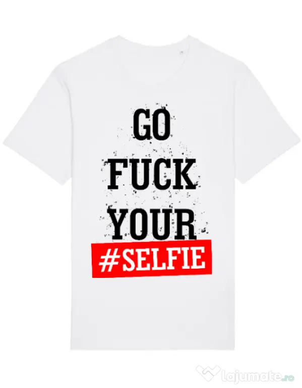 Tricou STANLEY STELLA barbat Go fuck your selfie Alb