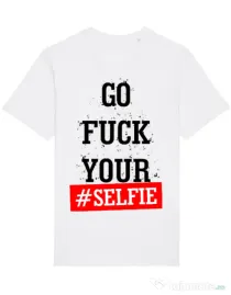 Tricou STANLEY STELLA barbat Go fuck your selfie Alb