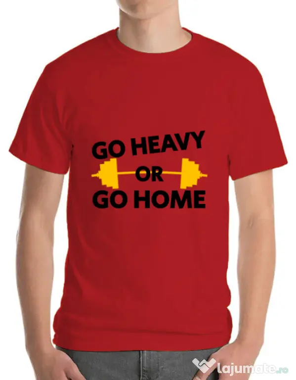 Tricou ADLER barbat Go heavy or go home Rosu
