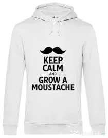 Hoodie barbat cu gluga Grow a moustache Alb