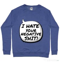 Bluza ADLER barbat I hate your negative shit Albastru melanj