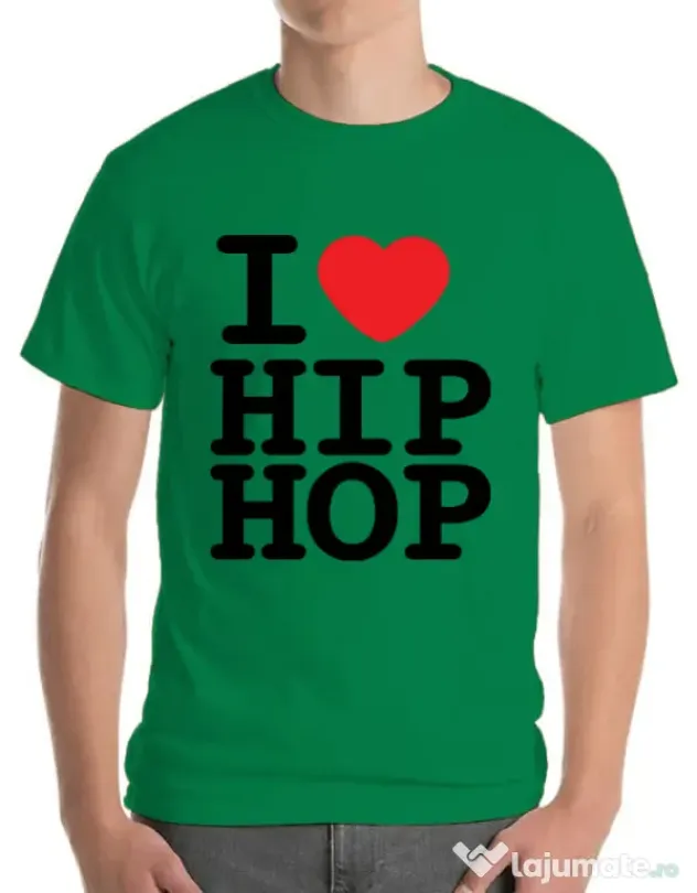 Tricou ADLER barbat I love hip hop Verde mediu