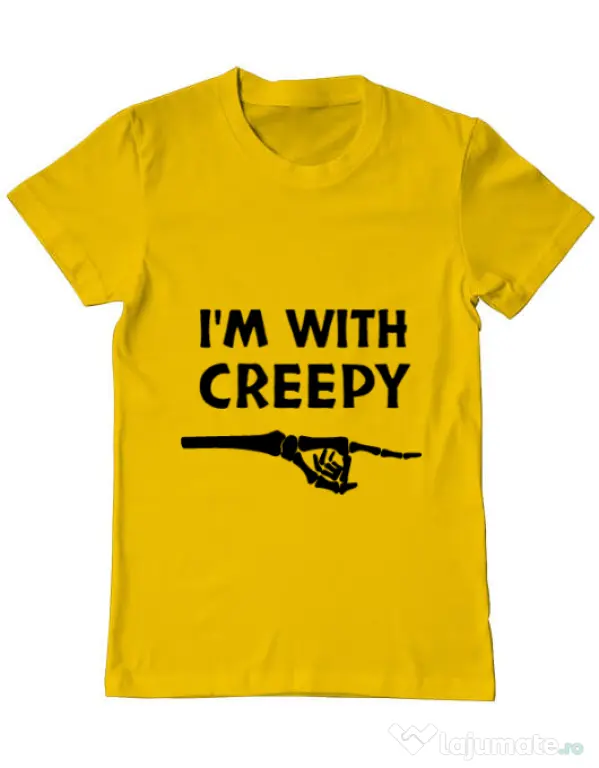 Tricou ADLER barbat I'm with creepy Galben