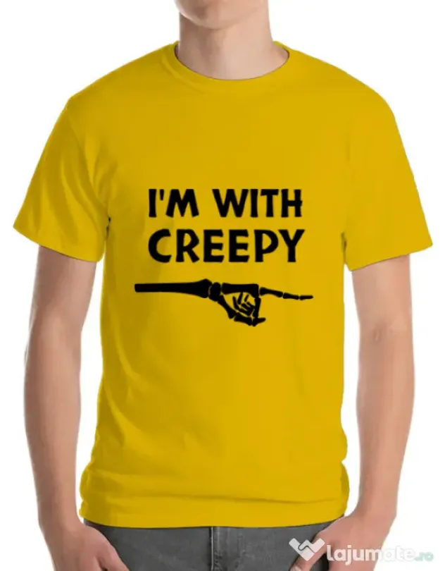 Tricou ADLER barbat I'm with creepy Galben