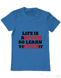 Tricou ADLER barbat Life is a bitch Albastru azuriu