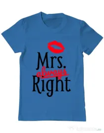 Tricou ADLER barbat Mrs always right Albastru azuriu