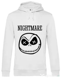 Hoodie barbat cu gluga Nightmare Alb