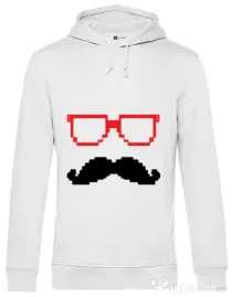 Hoodie barbat cu gluga Pixel mask Alb