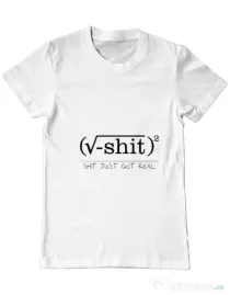 Tricou ADLER barbat Shit just got real Alb