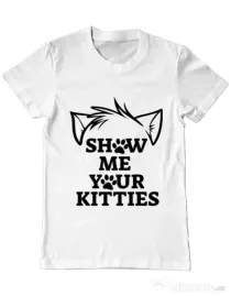 Tricou ADLER barbat Show me your kitties Alb
