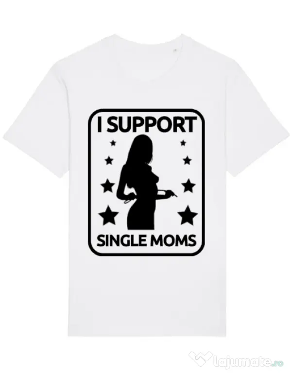 Tricou STANLEY STELLA barbat I support single moms Alb