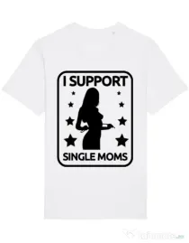 Tricou STANLEY STELLA barbat I support single moms Alb