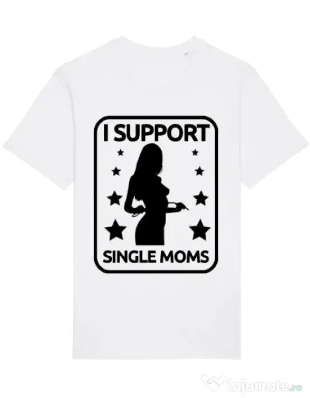 Tricou STANLEY STELLA barbat I support single moms Alb