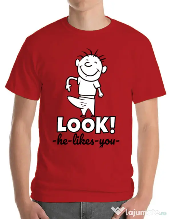 Tricou ADLER barbat He likes you Rosu