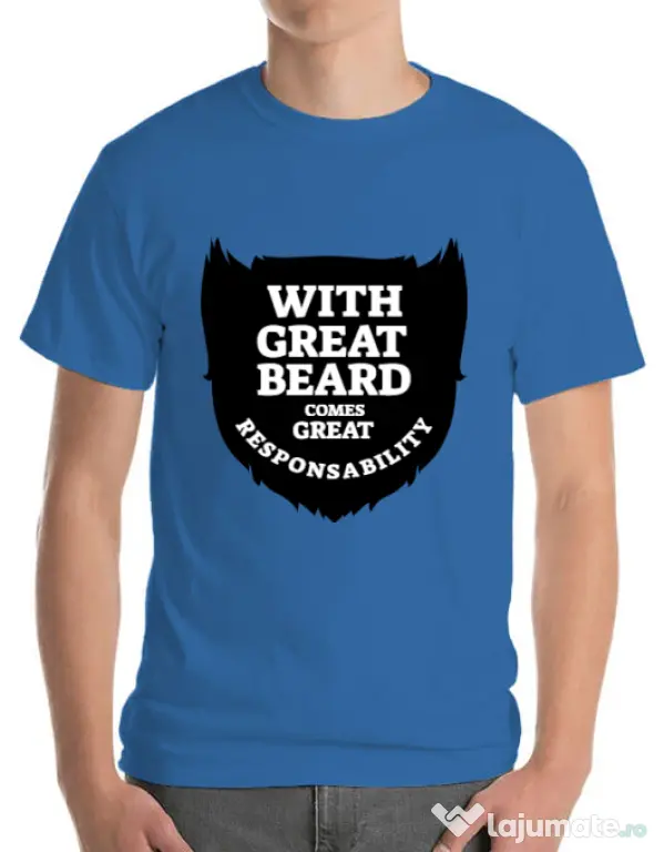 Tricou ADLER barbat The great beard Albastru azuriu