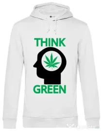Hoodie barbat cu gluga Think green Alb