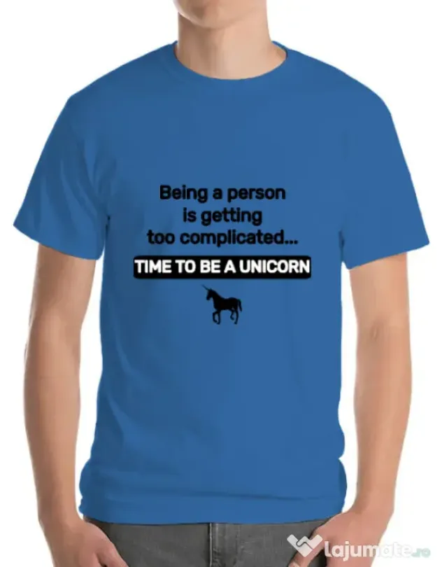 Tricou ADLER barbat Time to be a unicorn Albastru azuriu
