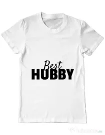 Tricou ADLER barbat Best hubby Alb