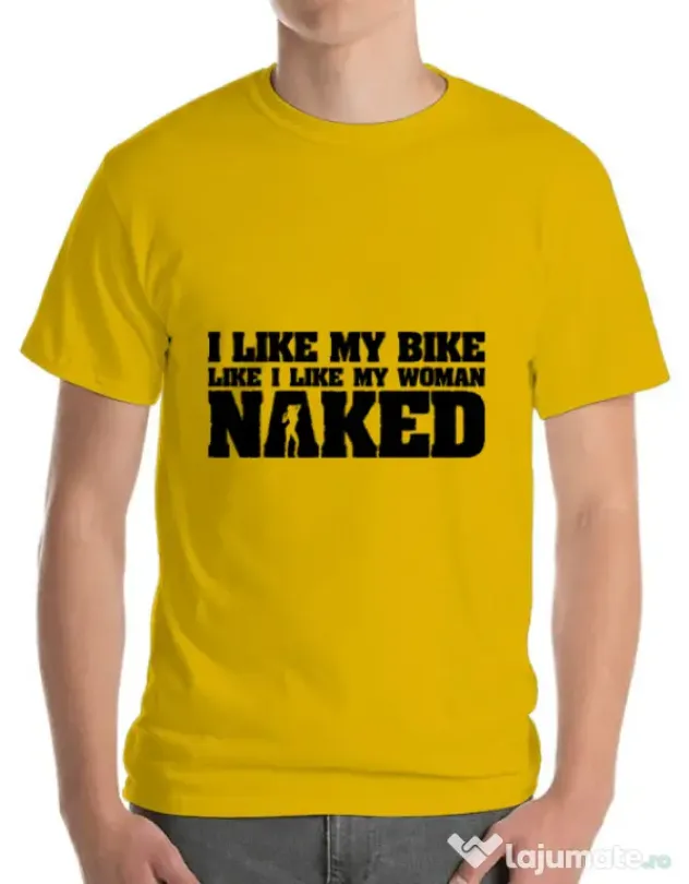 Tricou ADLER barbat I like my bike Galben