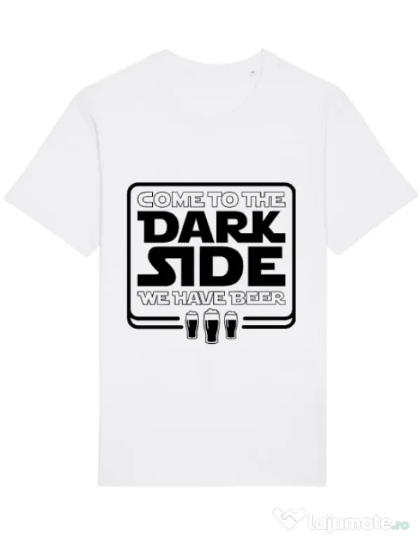 Tricou STANLEY STELLA barbat Dark side with beer Alb
