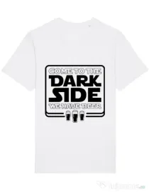 Tricou STANLEY STELLA barbat Dark side with beer Alb