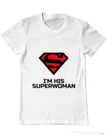 Tricou ADLER barbat I'm his superwoman Alb